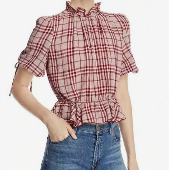 NWT Anthropologie The East Order Plaid Pippa Top Medium - Picture 1 of 9
